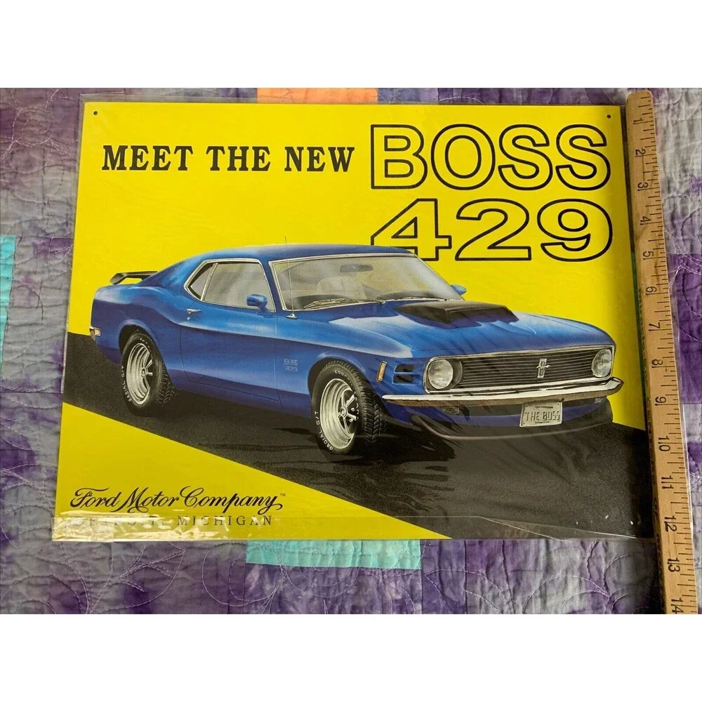 Ford Mustang Boss 429 Tin Metal Sign Man Cave Garage Decor 12.5 x 16 Inch